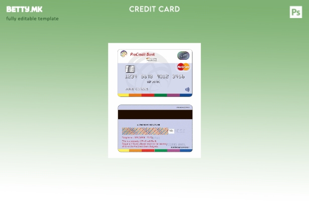 Модерен стил Бугарија Шаблон за мастер картички на ПроКредит банка